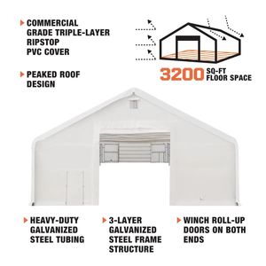Tettoia Agricola 40FT X 80FT con Copertura in PVC 21 oz e Porte di Accesso TMG DT4081 (Precedentemente DT4080) - Product Image 3