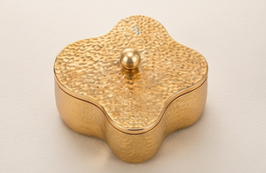 Boîte de rangement de luxe pour fruits secs en or brossé de qualité supérieure, à quatre compartiments, avec bouton sphérique, organisateur alimentaire en fer blanc - Product Image 2
