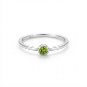 Sterling Silver925 Rhodium Plated <b>Peridot</b> Round Engagement Wedding <b>Ring</b>-Inspired Trendy Anniversary Party August Birthdays - Product Image 2