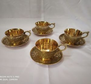 Luxury Copper Drinkware Tea Cup and Saucer <b>Set</b> Handmade Hammered Coffee <b>Mug</b> for Home Hotel Kitchen and Cafe Display - Product Image 4