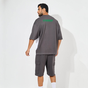 Factory Wholesale Men's Oversized Short Sleeve T-Shirt Gray <b>White</b> Block Color O-Neck Casual 100% Cotton Jersey Breathable <b>Tees</b> - Product Image 2
