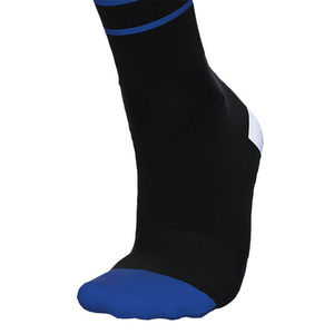 Chaussettes de football mi-hautes bleues et noires rayées, respirantes, tricotées, pour adultes, avec logo sur le corps, chaussettes personnalisées pour hommes - Product Image 3