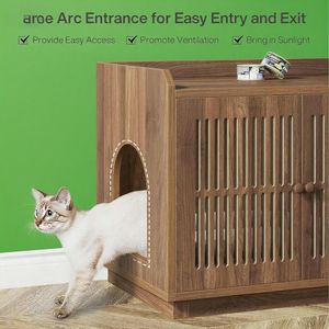 Lettiera per Gatti Intelligente con Grande Capacità, Facile da Pulire, Stile Lussuoso per Soggiorno, in Legno e Materiale PP - Product Image 2