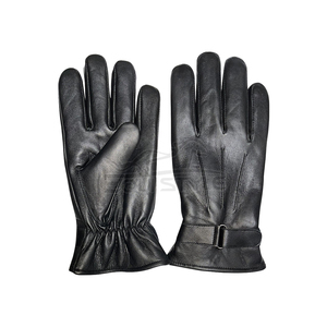 Gants d'hiver en cuir noir pour homme, style classique uni, logo personnalisé, OEM, vente en gros - Product Image 1
