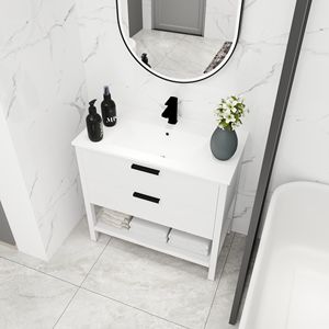 Vanità da bagno da 36 pollici con 2 cassetti in compensato 36x18 elegante da bagno - Product Image 3