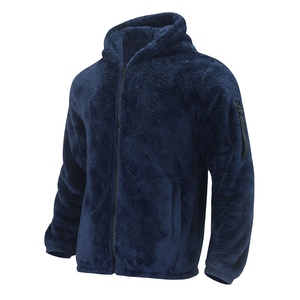 Custom Men's Reversible Sherpa Fleece <b>Jacket</b> Full Zipper Regular Fit Comfortable Warm Casual Winter Coat Plain Dyed OEM Service - Product Image 2
