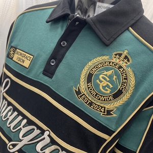 เสื้อรักบี้แขนยาว Snowgrace Athletic คอปกพับได้ ปักโลโก้ ทรงปกติสำหรับผู้ชาย เสื้อกีฬาสำหรับผู้ใหญ่ - Product Image 6