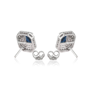 Meilleures ventes : Boucles d'oreilles clous double halo en saphir bleu taille octogonale 6x4mm et diamant taille rond, en or blanc 14K – Fournisseur de bijoux - Product Image 6