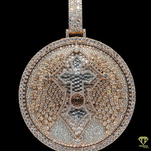 Complexe De Luxe Hip Hop VVS Lab Cultivé Fine Pendentifs Charmes Circulaire Médaillon Ensemble Ailes Motif Personnalisé Rappeur Style Bijoux - Product Image 2