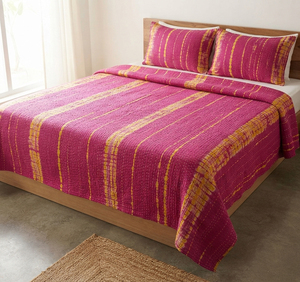 Handmade Floral Print Kantha <b>Quilt</b> 100% Cotton Reversible Patchwork Bedspread Blanket Boho <b>Bedding</b> All-Season Lightweight - Product Image 5