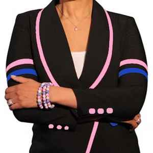 Blazer Varsity 1938 para Mujer, Corte Entallado, Ribete en Contraste, Chaqueta Elegante para Oficina, Fiesta, Ropa Exterior a la Moda - Product Image 6