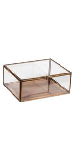Glass Storage <b>Box</b> <b>Set</b> With Metal Frame Clear Organizer For Jewelry Display Decorative Table <b>Top</b> Use - Product Image 2