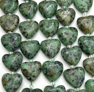 Cuentas de Piedra Turquesa Africana Natural en Forma de Corazón, Hermoso Color Verde Negro, Gemas en Hilo Completo de 15.5 Pulgadas - Product Image 4