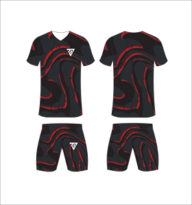 Custom Sublimated Soccer Uniform Set Blue Camouflage V-Neck Jersey Matching Shorts Moisture Wicking Adult Regular Fit - Product Image 2