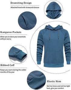 Sweat à capuche en gros pour homme – Sweat-shirt décontracté bleu uni respirant avec logo personnalisé - Product Image 6