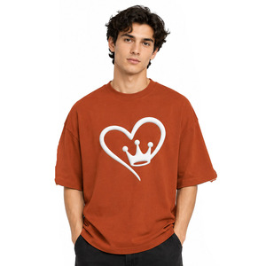 Camiseta Oversize para Hombre, 100% Algodón, Estampado Puff, Cuello Redondo, Manga Corta, Corte Holgado, Ropa Urbana, Prenda Personalizada de Moda - Product Image 1