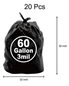 Bolsas de Basura Resistentes TH GB-027 Negras de 3 Mil HDPE para Uso Industrial, Comercial, Limpieza de Patios y Construcción, Resistentes a Desgarros y Selladas con Calor - Product Image 2