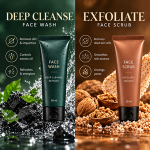 Kit Essentiel Visage Homme OEM/ODM 4 Pièces : Nettoyant, Exfoliant, Lotion & Crème – Parfum et Design d'Emballage Personnalisables - Product Image 4