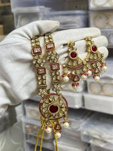 Parure de collier en alliage de laiton artificiel style Kundan, ethnique indienne, pour fiançailles, imitation plaqué rhodium, pour femme, mariage, anniversaire - Product Image 3