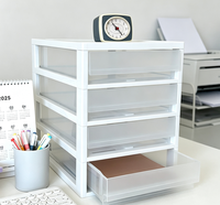 Meuble de rangement de bureau empilable à 4 niveaux en plastique transparent A4, moderne et compact, fabriqué en Corée, prêt à l'emploi pour la maison et le bureau