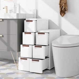 Narrow 3-Drawer Rolling Organizer <b>Unit</b> Built-In Wheels Storage Cabinet for <b>Small</b> Space Bathroom Shelves - Product Image 3