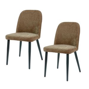 Set di 2 Sedie da Pranzo Senza Braccioli in Tessuto Marrone Scuro con Gambe in Metallo per Cucina, Ristorante, Soggiorno e Sala Riunioni - Product Image 1