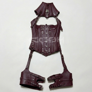 Underbust Steelboned <b>Gothic</b> And Fashion Wear Burgundy Leather Corset - Product Image 4