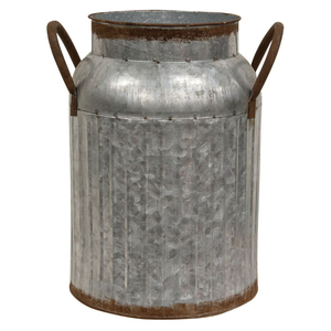 Impresionantes jarrones decorativos de metal galvanizado, hechos a mano, con asa lateral, para decoración del hogar, jardín exterior, soporte para flores. - Product Image 1