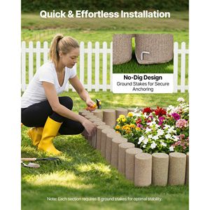 Kit di 4 Bordure Paesaggistiche in Finto Legno da 4,2 m, Blocchi per Bordi da Giardino Senza Scavo per Prati, Aiuole, Sentieri e Cortili - Product Image 4