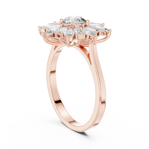 Contemporary Sunburst Cluster Moissanite Art Deco Engagement <b>Ring</b> with <b>Stainless</b> <b>Steel</b> Halo Stones for Women - Product Image 2