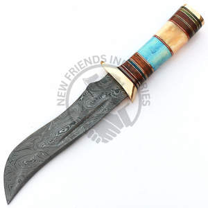 Cuchillo Bowie de Acero de Damasco Hecho a Mano de 12 Pulgadas, Edición Nueva, Cuchillo de Hoja Fija para Caza al Aire Libre, Mango de Hueso de Camello, para Camping - Product Image 5