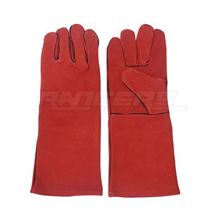 Gants de soudage en cuir à prix de gros, longs, résistants à la chaleur et aux coupures, isolés, conception personnalisée, protection contre les éclaboussures de métal fondu - Product Image 1