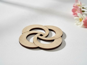 Interlocking Rings Laser Cut Solid Wood Coaster Handcrafted Heat Resistant Drink <b>Mat</b> Table Protector Coffee Tea Glass - Product Image 2