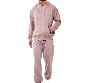 High Quality Custom Cotton French Terry Hoddie Oversized Boxy Fit <b>Cropped</b> Baggy <b>Zip</b> <b>up</b> Hoodies and Sweatpants Jogger Set Men's - Product Image 1