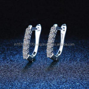Moissanite Diamond Hoop Earrings 925 Sterling <b>Silver</b> Wedding Jewelry Sparkling Luxury Earrings For Women Gift - Product Image 1