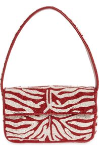 Bolso de mano con solapa y estampado animal con cuentas rojas, bolso de fiesta elegante para mujer con una sola correa - Product Image 1