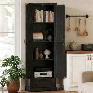 Mobiletto Nero per Stoviglie, Elegante Arredo per Cucina e Soggiorno - Product Image 1