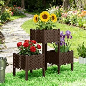 Fioriere Rialzate e Contenitori in Plastica per Fiori, Vasi Resistenti per Giardini Esterni - Product Image 1