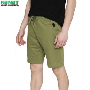 Pantalones Cortos Bermuda de Algodón Verde Oliva Sólido para Hombre Naimat, Cintura con Cordón, Estilo Casual, Tiro Medio, Tejido Oxford Transpirable - Product Image 1
