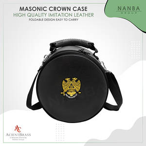 Estuche de Cuero con Cremallera para Gorra Masónica del Rito Escocés de 32 Grados, con Corona de Doble Águila, Ligero, Negro, Suave - Product Image 6