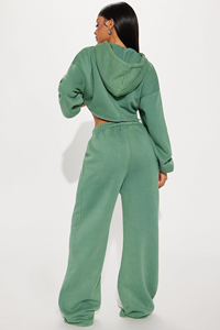 Conjunto Deportivo de Sudadera Corta y Pantalones Deportivos, Diseño Sólido, Invierno, Precio de Oferta, Conjuntos Deportivos Personalizados para Mujer - Product Image 4