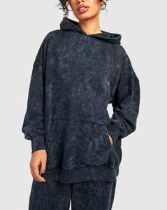 Nueva Colección de Ropa Deportiva para Mujer, Conjunto de Sudadera con Capucha y Pantalones con Estampado Lavado al Ácido, Bordado, Tallas Grandes, Hombros Caídos, para Invierno - Product Image 6