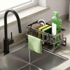 High Quality Iron <b>Kitchen</b> Sink Organizer <b>Rack</b> For Home <b>Kitchen</b> Restaurant And Commercial Use <b>Storage</b> Needs - Product Image 1