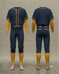 Men's <b>Baseball</b> Uniform Set Striped Navy Yellow Short Sleeve Jersey Pants Breathable Polyester All Seasons Team Apparel - Product Image 1