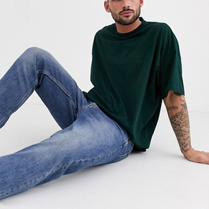 Oversized Long Solid <b>T</b>-<b>Shirt</b> for Men <b>High</b> Quality Short Sleeve Tee <b>with</b> Extended <b>Neckline</b> Cotton Eco-Friendly & Quick Dry - Product Image 5