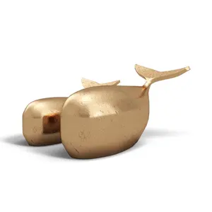 Statue de cerf en aluminium faite à la main, plaquée or antique, art d'intérieur moderne de luxe, figurine exclusive - Product Image 2