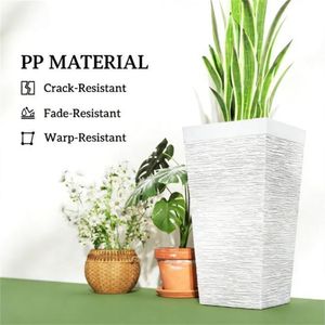 Set di 3 Vasi e Fioriere Conici Bianchi da Esterno Salvaspazio - Product Image 3