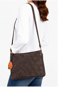 Sac bandoulière Gravs en cuir suédé de qualité supérieure pour femme, style vintage, mode estivale, avec pompon, motif géométrique, sac messager de créateur, fermeture éclair réglable - Product Image 3