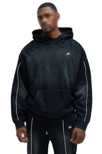 Unisex Solid Cotton Fleece Oversized Pullover Hoodies With Minimal Chest Logo High Street Vintage <b>Y2K</b> for OEM Private Label - Product Image 5