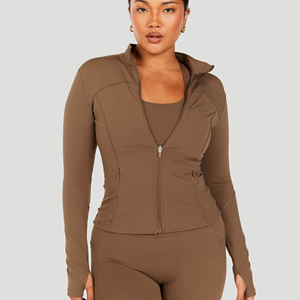 Sweat-shirt zippé à col montant pour femme, coupe ajustée, manches longues, haute qualité, vente en gros personnalisée - Product Image 6